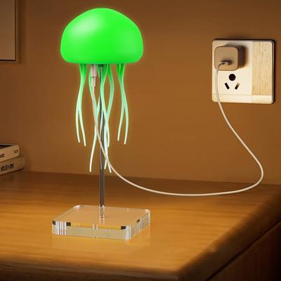 Lampe Méduse Flottante Gradation Progressive Contrôle Vocal et Sonore Interactif Veilleuse Rechargeable USB Type-C Lampe d'Ambiance à Changement de Couleur pour Chambre