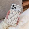 3D Grid Lattice Glitter Diamond PU Leather Hard PC Case for iPhone Air 16 15 14 13 17 Pro Max Bling Rhinestone Bowknot Cover