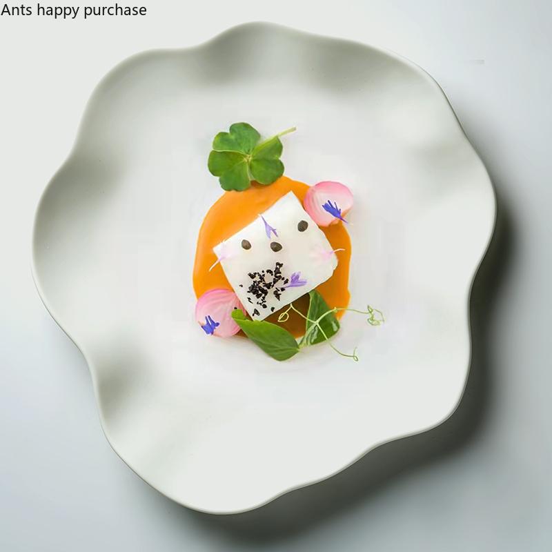 White Irregular Ceramic Dinner Plate Western Steak Plate Dim Sum Plates Tableware Fruit Salad Bowl Sushi Dish Pasta Plates Tray