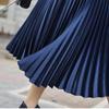 Women Long Skirt Japan Metallic Satin Organ Pleated Skirt A Line Skirt High Elastic Waist Mid-length