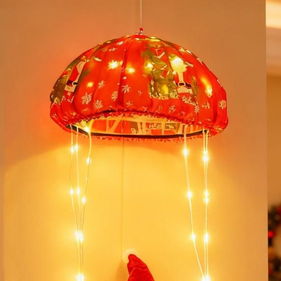 Święty Mikołaj Spadochron Lampki Świąteczne 8 Trybów Lampki Sznurowe z Pozami DIY Dekoracja Wewnętrzna Zewnętrzna do Domu Drzewka Podwórka Świąteczny Prezent