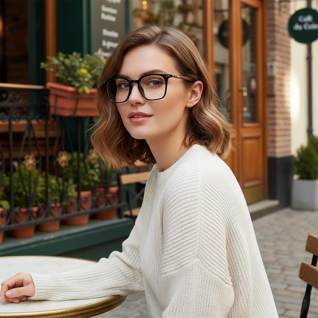 Square And Round Frame Glasses - Men's And Women's Identical Stylish Anti-blue Light Glasses3022