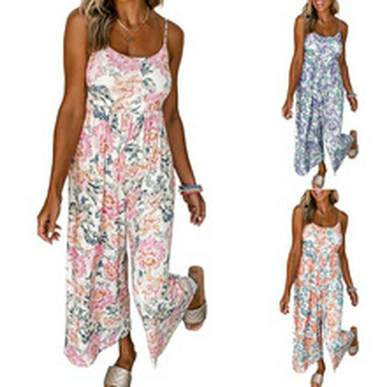 2022 New Women's Sexy Wide-Leg Suspender Jumpsuit