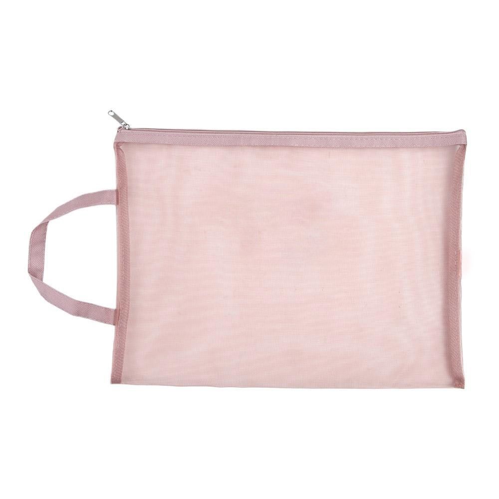 

Сетчатый чехол на молнии формата А4, органайзер для канцелярских принадлежностей по предметам, чехол для хранения ID-карты, сумочка, квитанции Pink-Single-Layer