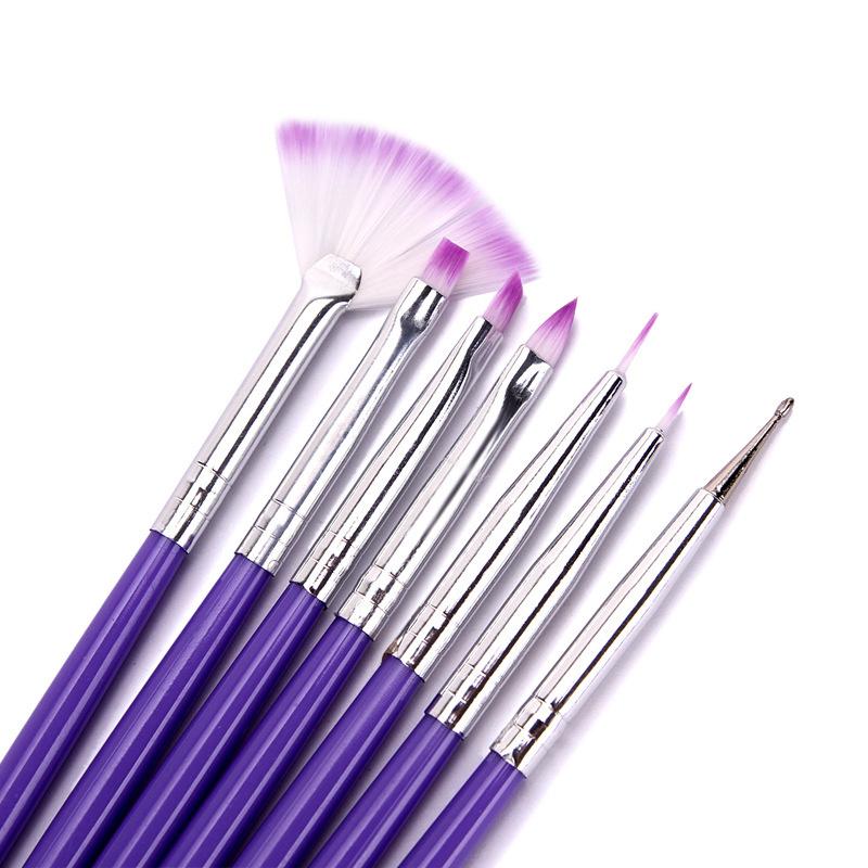 7PCS Professional UV Gel Nail Art Brush Painting Drawing Polish Manicure Tips Tools Liner Dotting Pen Set