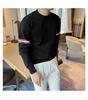 Unisex Striped Contrast Color Pullover Sweater – Round Neck Knit for Spring & Autumn