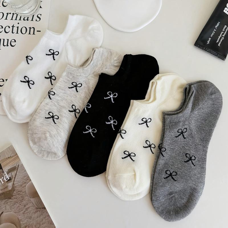 

(3Pairs) Elegant Bowknot Women S Socks – Breathable Lightweight Invisible Socks for Spring Summer, Casual Everyday Socks with Loose Cuff One-size