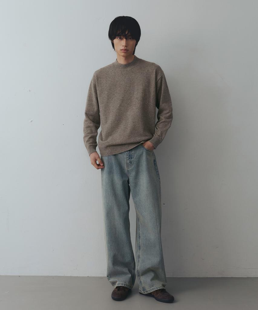 NODU Mock Neck Half Turtleneck Knit [Beige]