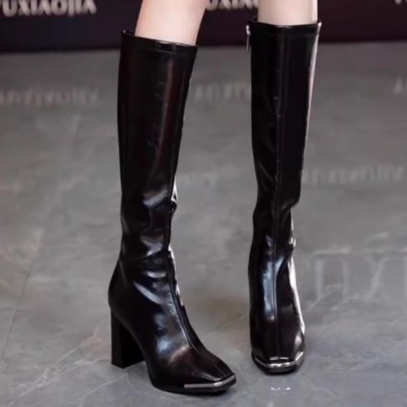 Sexy Women Knee High Boots Dress Party High Heels Shoes Designer 2025 Trend New Winter Motorcycle Knight's Boots Pumps