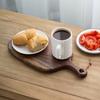 1pc Wood Small Cutting Board with Handle, Black Walnut Wooden Chopping Boards for Bread, Vegetables & Fruits, Dinner Cheese Board with Hole