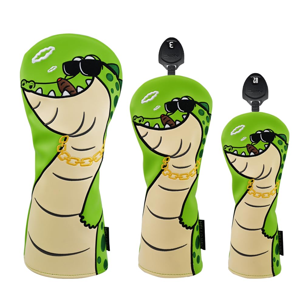 

Golf Headcovers for Fairway and UT Crocodile Sunglasses Driver, 460cc, 440cc, Wood, Wood, Utility, Clubs, (1 Driver) чёрный