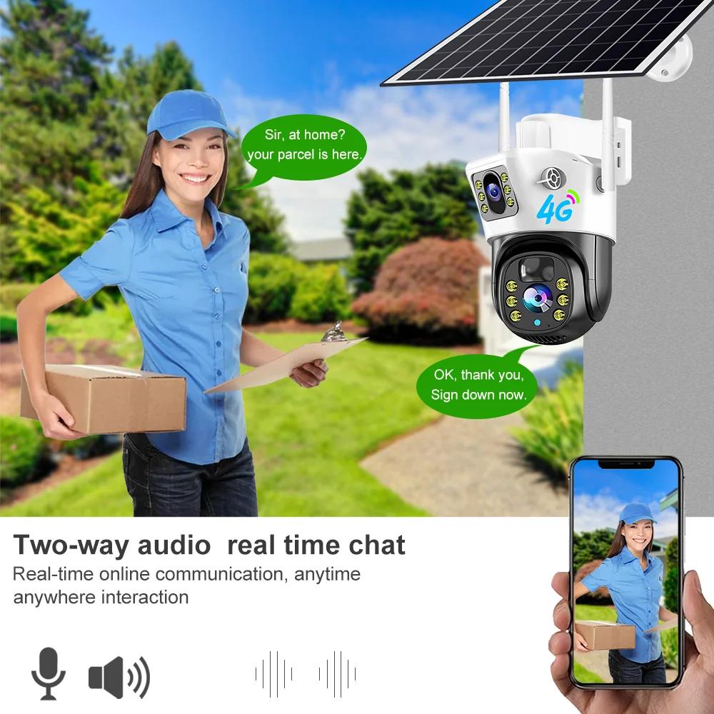 LS VISION 4G SIM Card Solar Camera WiFi 360 IP Camera 8MP 4K CCTV Battery Cameras Outdoor Dual Lens Smart Home Security Surveillance Solar