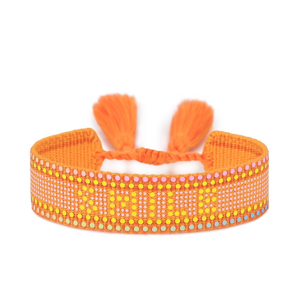 Handmade Gradient Sequin Bracelet with Creative Letter Design for Women