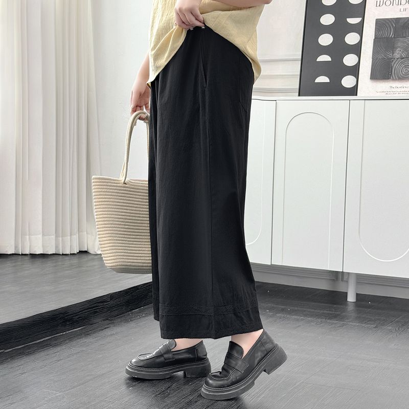 

Женская одежда больших размеров [Кюлоты полной длины] Летние для полной девушки 100,00 кг С высокой талией Повседневные Свободные Кружевные Капри Широкие брюки Mysterious Black 3XL