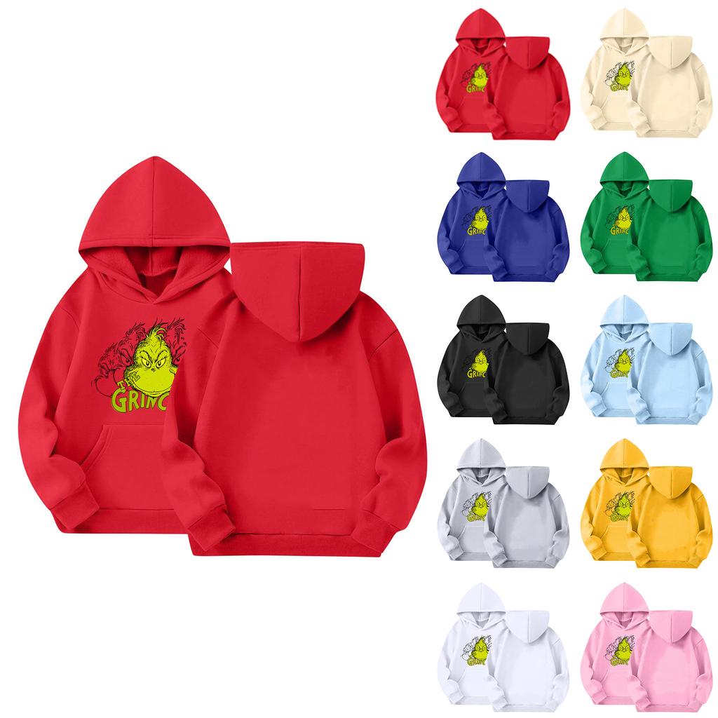Kids' Long Sleeve Loose Pullover Letter Print Drawstring Hooded Sweatshirt