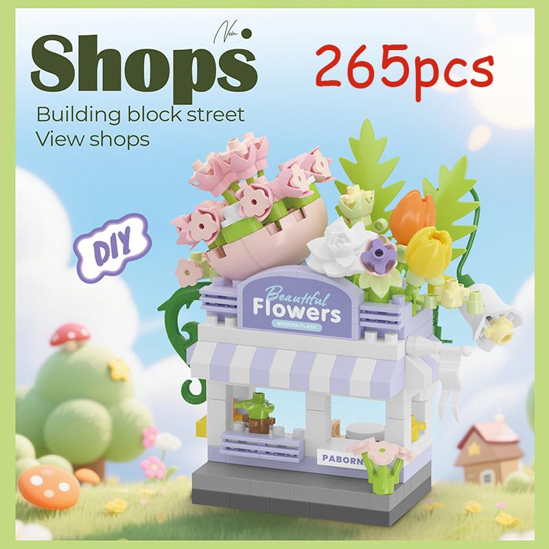 Mini Street View Kaffee Fotostudio Haustier Brot Dessert Blume Hamburger Kleine Läden Stadt Bausteine Für Kinder Spielzeug Geschenke