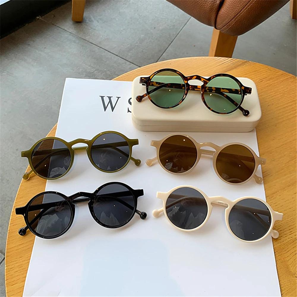 Korean Style UV400 Brand Designer Small Frame Eyewear Leopard Black Glasses Vintage Sun Glasses Round Sunglasses for Women