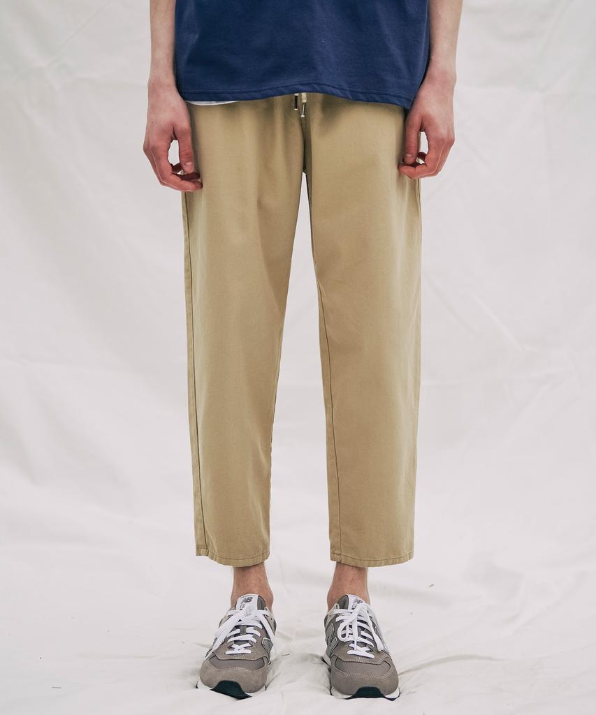 WV PROJECT Plain (Summer) Cotton Elastic Waist Pants Beige Cjlp7509