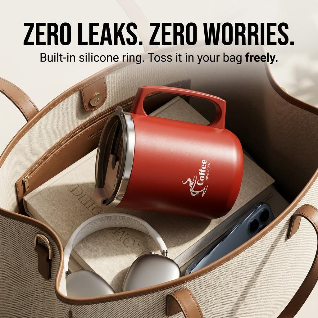 Mini Insulated Coffee Tumbler with Handle Sealed Leakproof 304 Stainless Steel Thermal Travel Mug Portable Dual Drink Water Cup