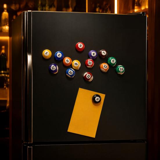 Memo Note Photo Holder 15Pcs/Set Mini Billiard Ball Fridge Magnet, 3D Pool Strong Magnetic Decor Holder, Decorative Magnet for Whiteboard Locker
