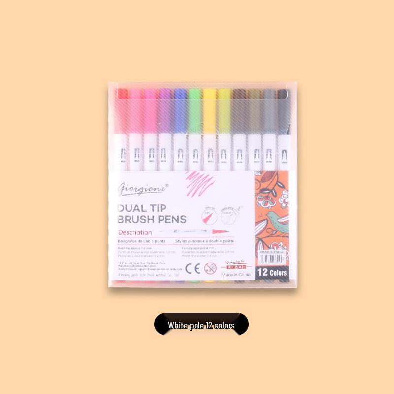 Giorgione Double-Ended Water-Based Fineliner Brush Pens: 24 & 80 Washable Colors