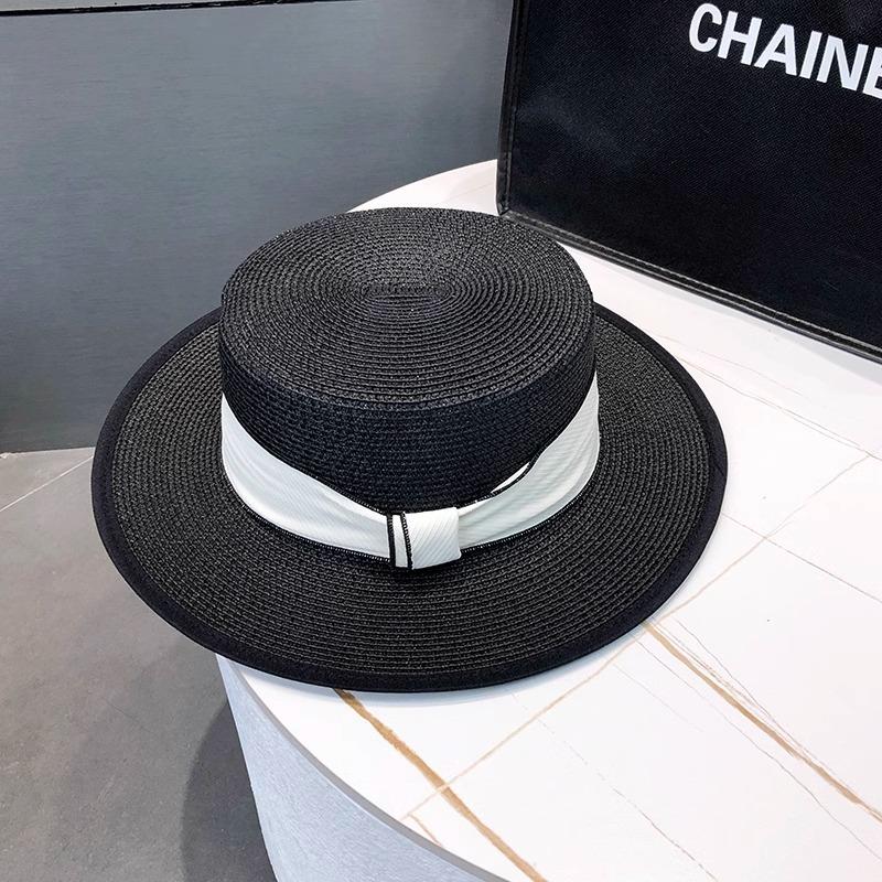 Flat Top Straw Hat Children's Summer 2025 New Straw Top Hat Seaside Sunshade Sunscreen Hat Beach Sun Hat