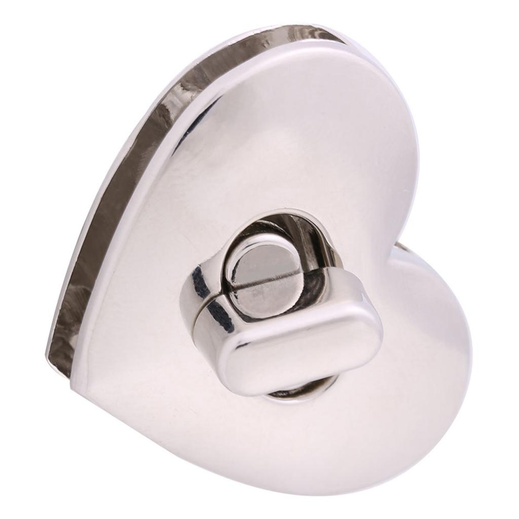 5sets Heart Shaped Metal Clasp Turn Lock Lock HardwareHandbag Bag Accessory (Silver)
