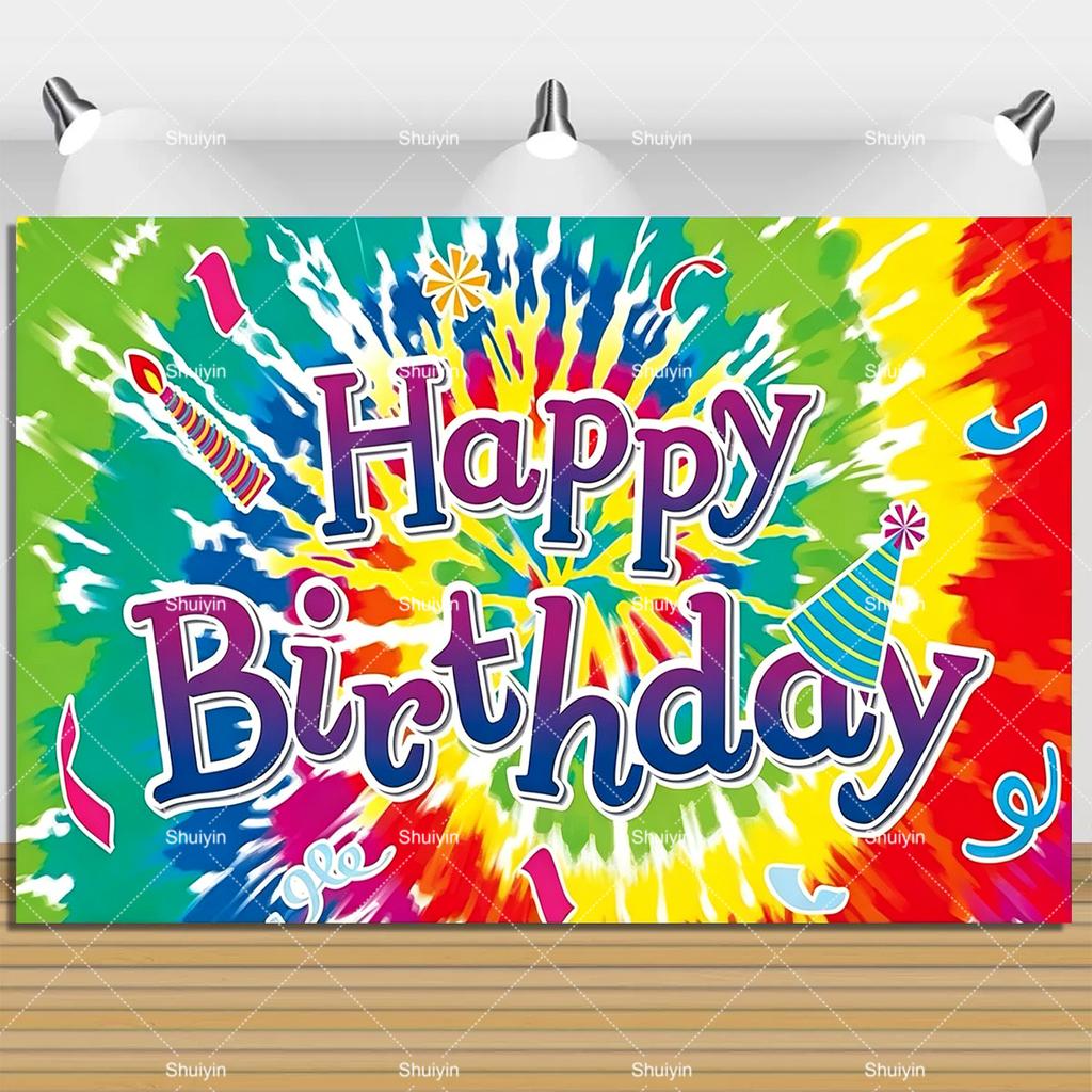 Colorful Peace Love Retro Hippie Bus Dyed Backdrop Kids Birthday Party Decorations Bohemian Style Guitar Floral Photography Prop