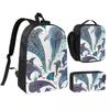 Whale Shark, Ray And Sea Creature Play Backpack Student BookBag School Bag Shoulder Bags 3ps Insulated Lunch Bag Pencil Case