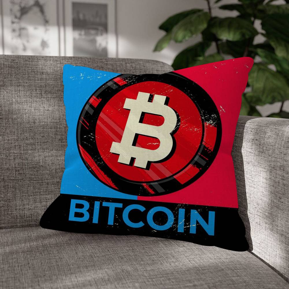 Bitcoin Cryptocurrency Btc Mode Decoratief Kussensloop Plaid Dekkussenhoes Kussen Voor Woonkamer Vierkant Huisdecoratie