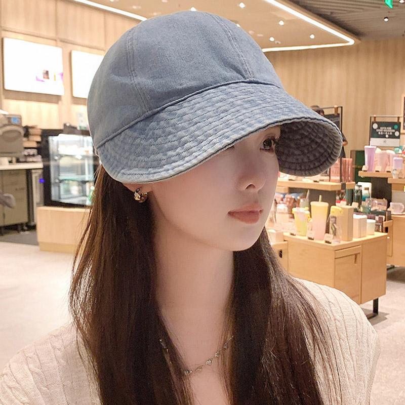 Retro Washed Denim Sun Hats For Women Fashion Wide Brim Adjustable Baseball Caps Casual Outdoor Sun Visors Hat
