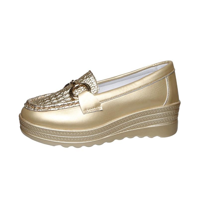 New Women's Shoes with Thick-soled and Round-toed Soles, Fashionable Large-sized Loafers On One Foot