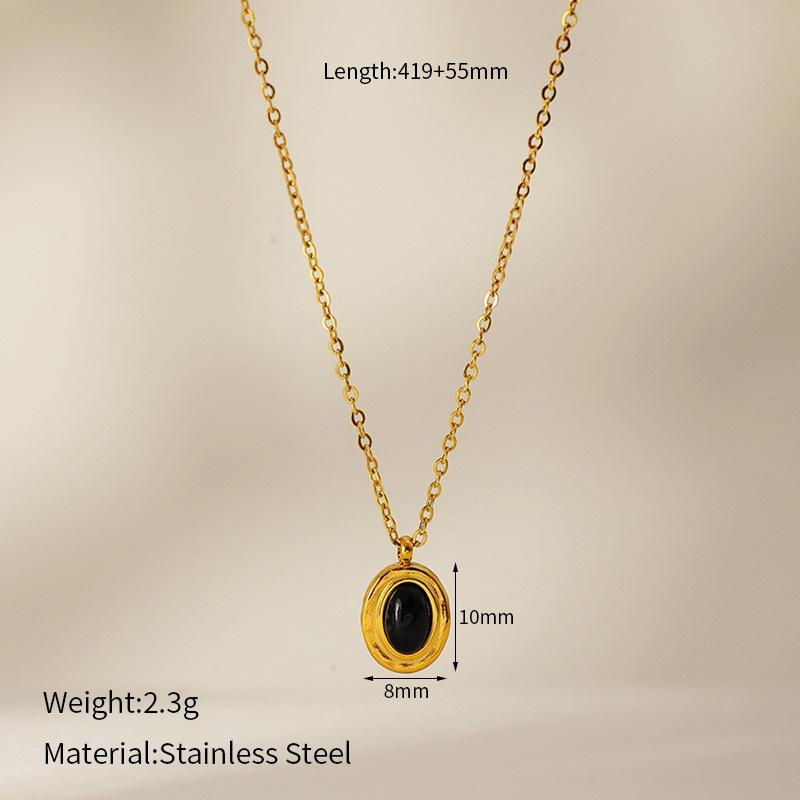 French Vintage Sunflower Natural Stone Pendant Necklace For Women Fashion Minimalist O-Link Chain Gold Collarbone Chain
