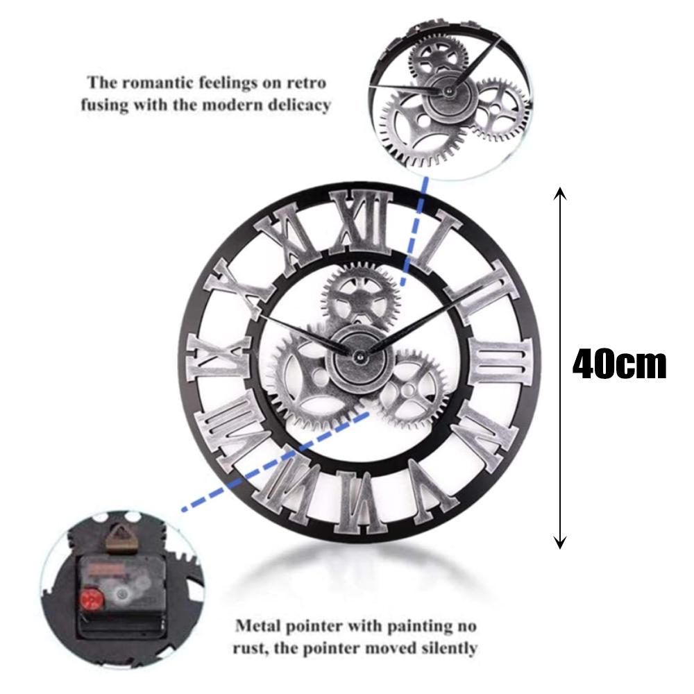 Buy 40 Cm Extra Large Roman Gear Wall Clock Round Numeral Skeleton Wall