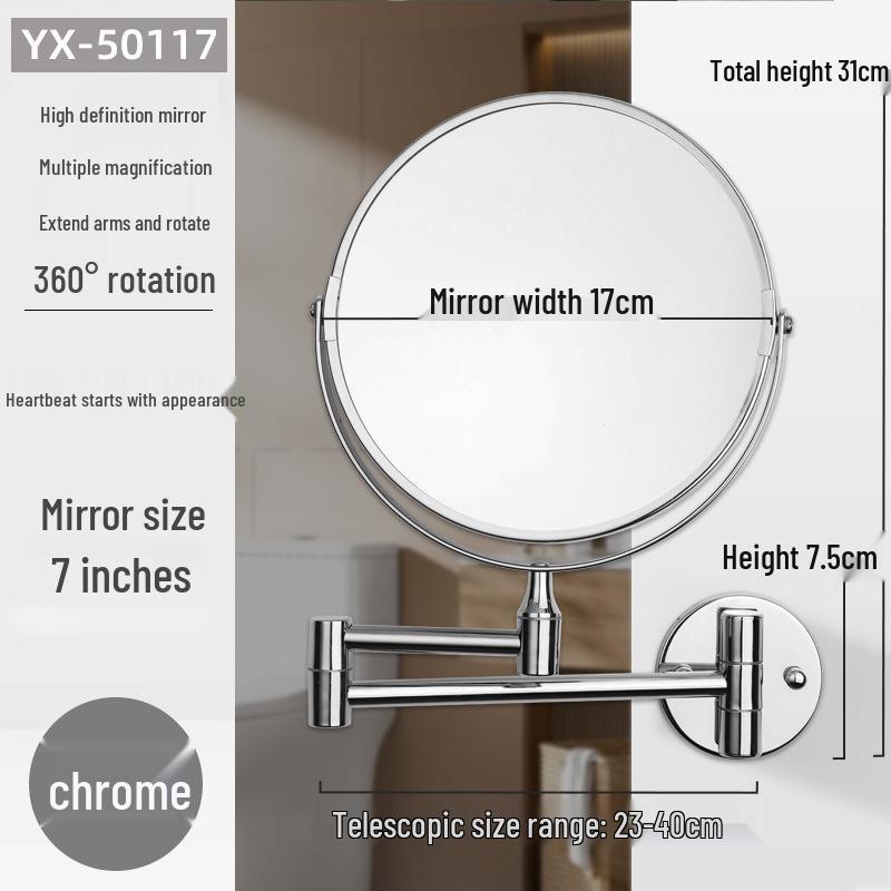 Double-Sided Retractable Wall-Mounted Vanity Mirror for Makeup and Dressing