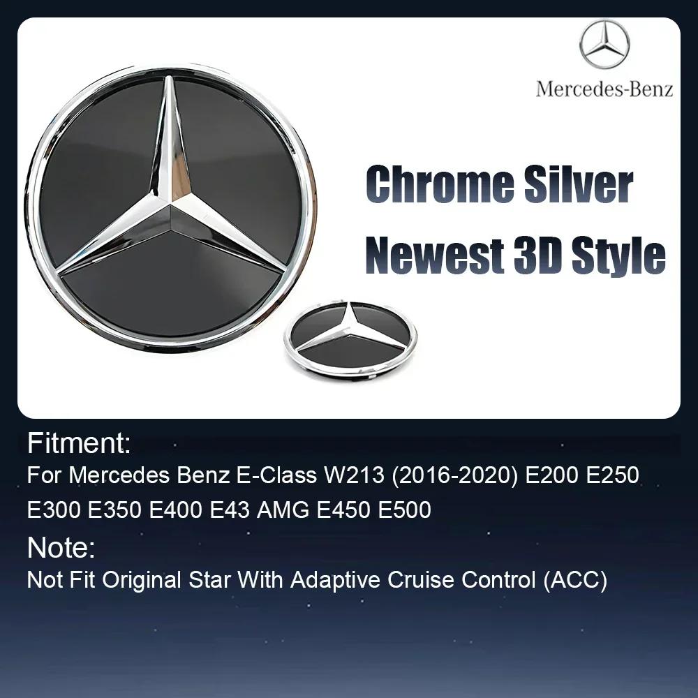 

Car Sticker For Benz New Silver And Black OE Style Front Grill Star Emblem Chrome Logo Badge Fit For Mercedes Benz E200 E250 E30