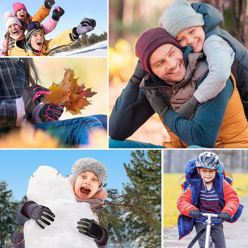 Winter Children's Gloves Padded Warm Wind Cold Riding Gloves Touch Screen Non-slip Waterproof Ski Gloves Outdoor Sports Gloves