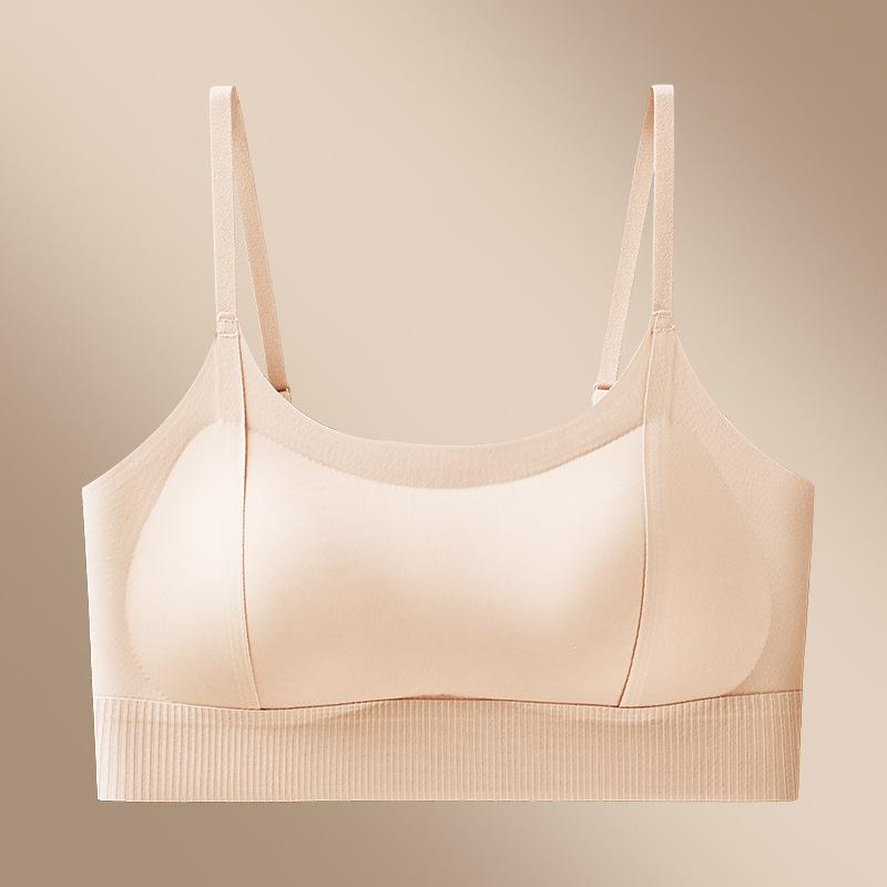 Cross Beauty Back Foundation Non-marking Underwear Women's Small Breasts Gather Breathable Ice Silk Fixed Cup Tube Top Bra Thin Summer