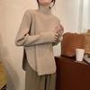 Women's Turtleneck Split Knitted Top Spring Korean Style Fashionable Loose Designed Long Sleeve Upper Garment