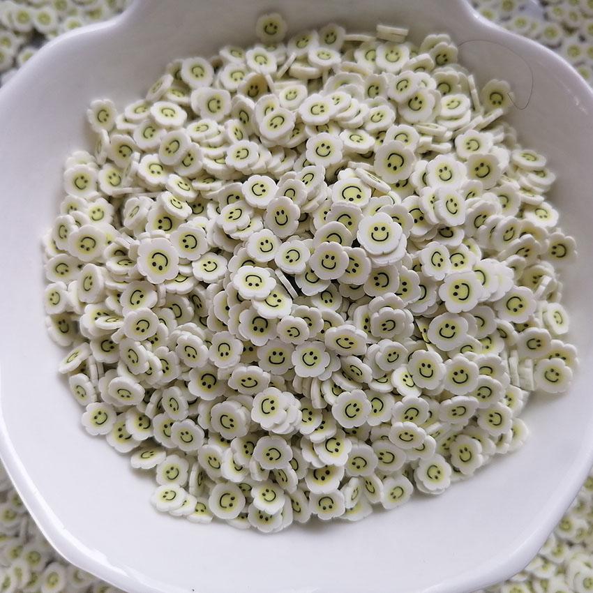1KG DIY Craft Slime Sprinkles Flower Polymer Clay Slices White Smile Sunflower Blossom Polymer Clay Sprinkles 1kg