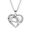 Silver Alloy Rhinestone Mother Necklace Hollow Love Pendant Lightweight Elegant Gift Necklace for Mother's Day Party Home Office
