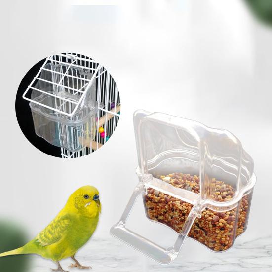 2Pcs Parrot Feeder Large Capacity Water Bowl Transparent Bird Trough Pet Food Dispenser Cage Accessories
