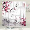 Pink Cherry Blossom Peach Blossoms Shower Curtain Set Flowers White Background Girl Bathroom Polyester Cloth Screen 12 With Hook