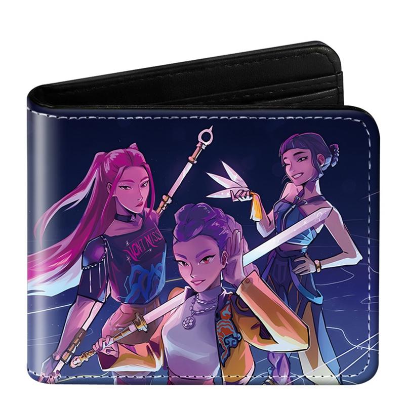 Demon Hunter Pu Anime Cartoon Print Short Wallet Rumi Mira Zoey Saja Storage Bag Birthday Gift