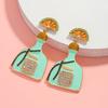 Cute 3D Lemon Perfume Bottle Earrings