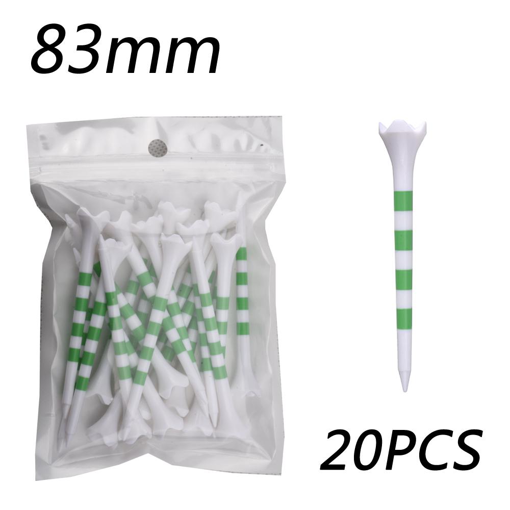 20pcs/Bag Plastic Golf Tee With Red/Black/Blue/Pink/Green Stripe Marking, Durable, Golf Supplies