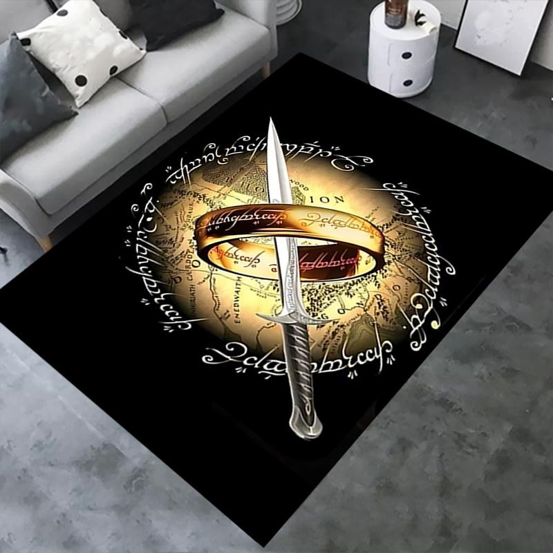 Ring of Power,Sword of Destiny Polyester Office Carpet Chair Mats, Home Decor Dormitory Floor Protector with Anti-Skid Backing, Large Area C