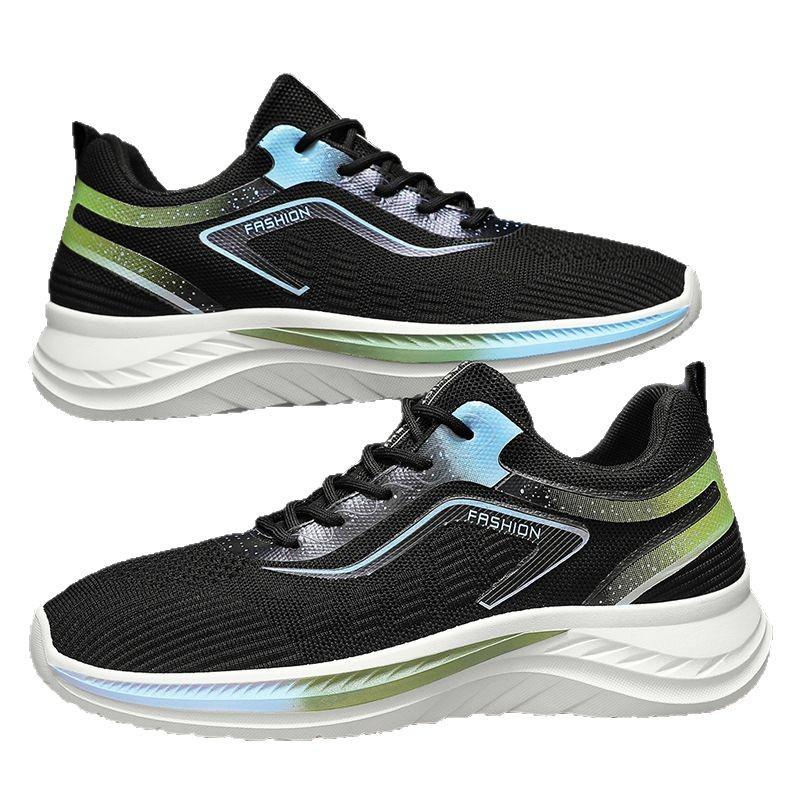 New men's daily fashion thick-soled fly-woven lace-up casual versatile four-season can wear breathable sports style men's shoes