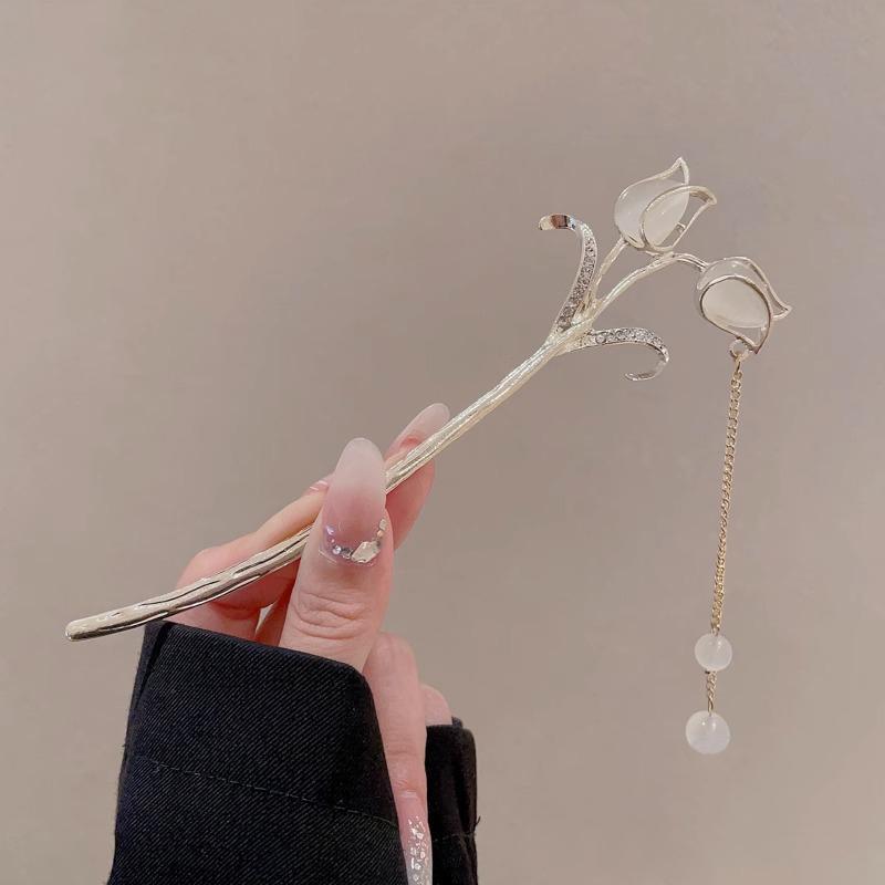 Vintage Chinese Flower Fringe Hair Sticks Fashionable Female Metal Hairpin Hair Stick Hairwear Hair Ornament Jewelry Accessories
