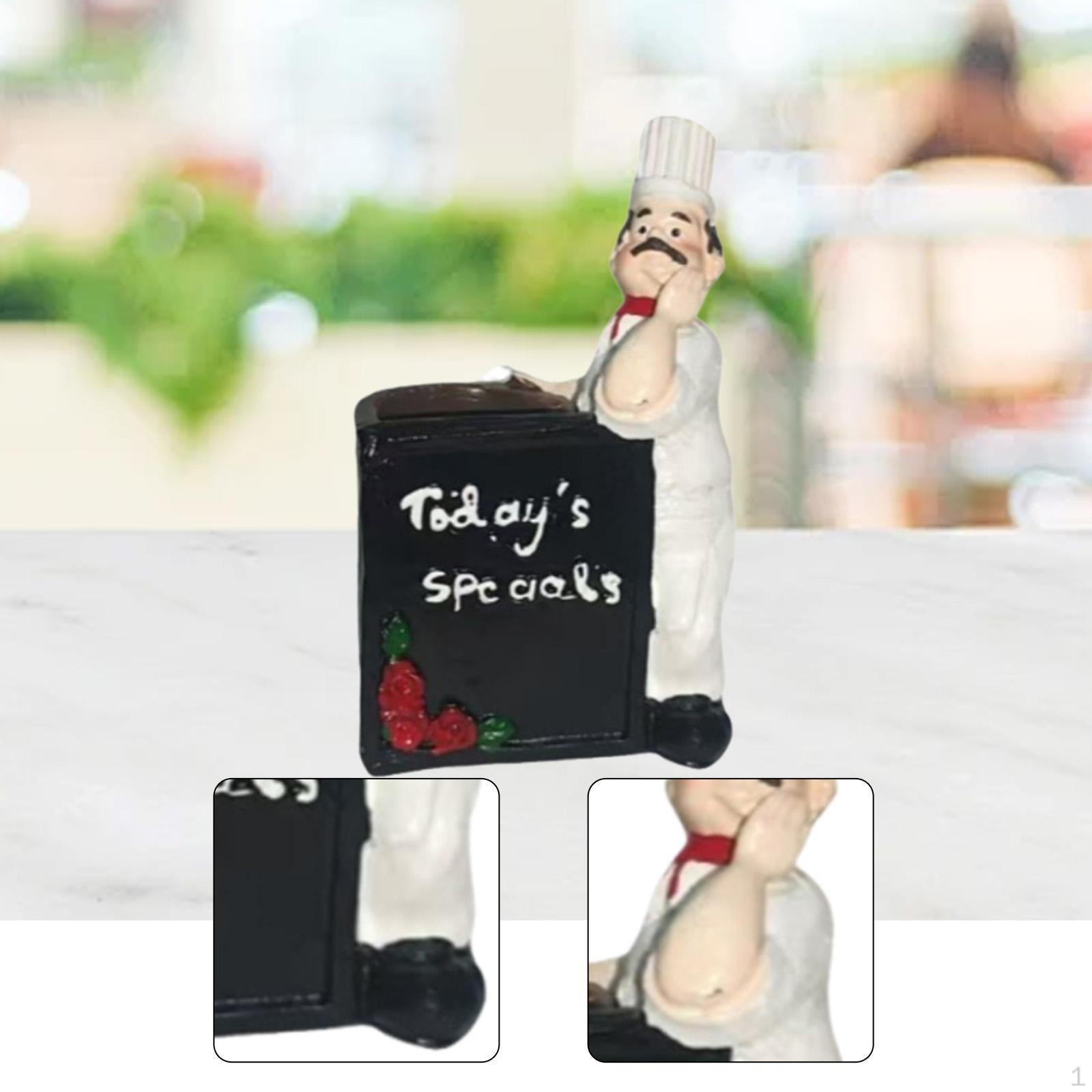 

Фигурка шеф-повара Акцентная фигурка Милый дисплей Декоративная статуэтка для столешницы Коллекционная Blackboard Chef